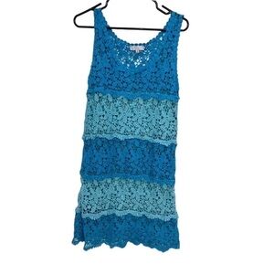 VINTAGE Crochet aqua bleu size small brand solitaire